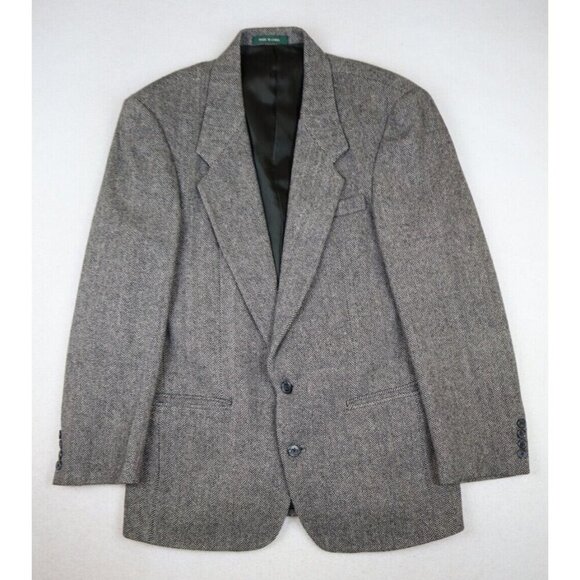 HILL & ARCHER - WOMEN'S BEIGE & BLACK HERRINGBONE BLAZER JACKET SPORT COAT - 40R - Picture 1 of 9